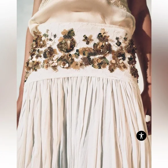 Zara $129 Embellished Jeweled Midi Skirt ZW Collection Size Small NWT - Picture 4 of 11